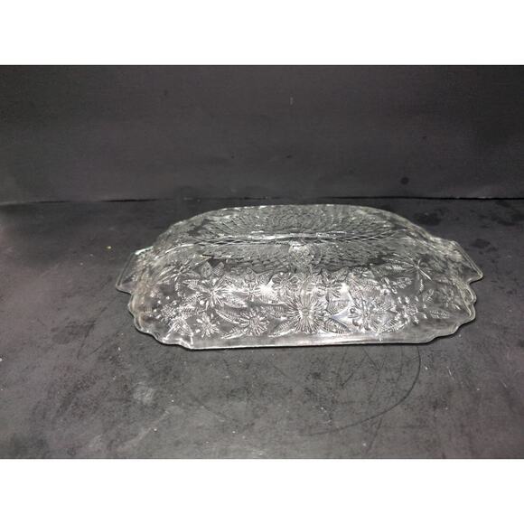 Indiana Glass Pineapple Floral Platter,‎ Depression Glass Tray, 11.5" X 7.5, Vtg - Picture 6 of 10